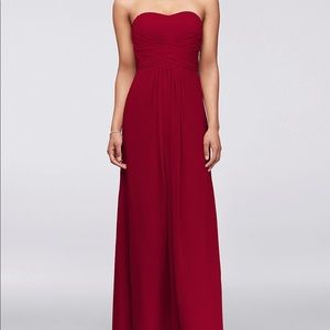David’s bridal long strapless chiffon dress, Apple